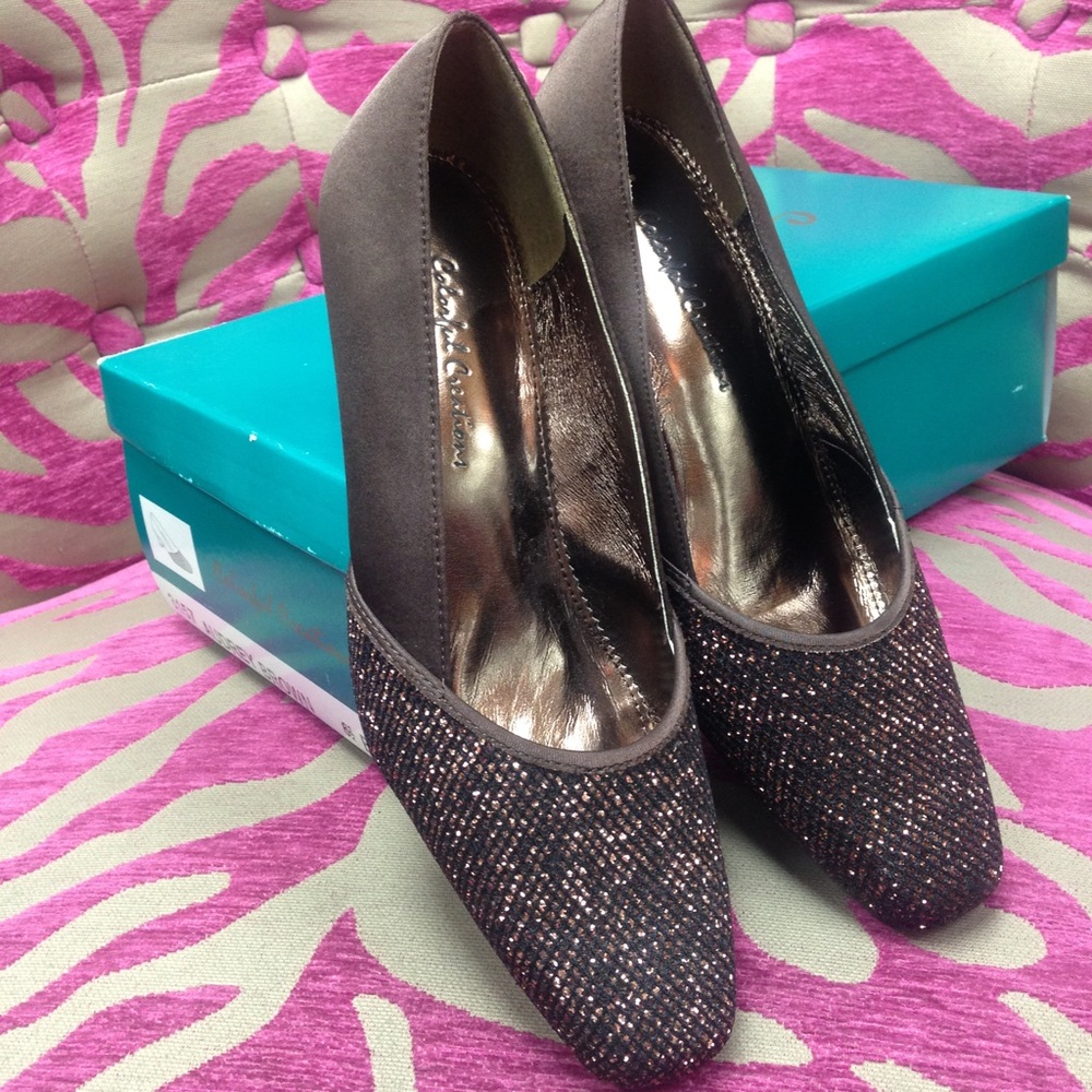 Brown Satin Kitten Heel size 8 shoe